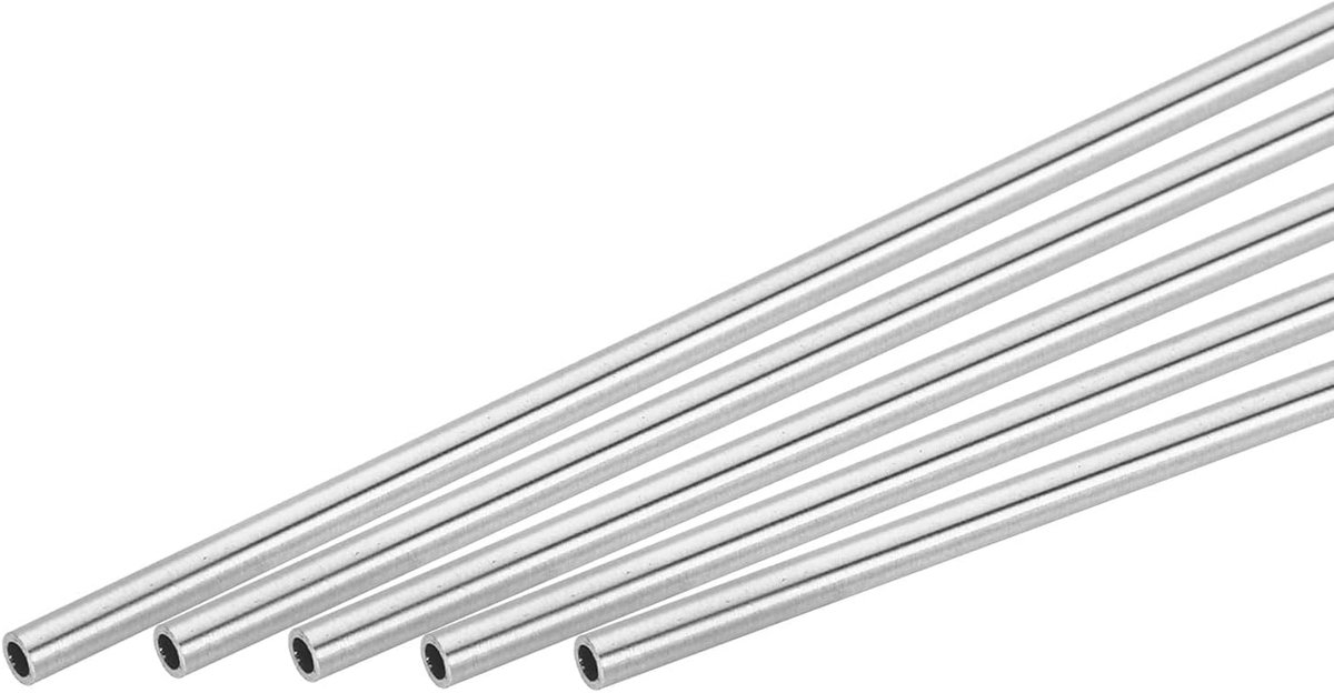 Stalen buis, 5 stuks 304 roestvrij stalen buis, OD 5 mm x 1 mm, wanddikte 300 mm, L, ronde buis van roestvrij staal 304, capillaire metalen buizen voor industriële machines