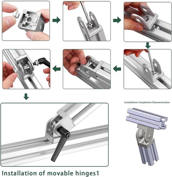 8 stuks aluminiumprofiel verbinders, 180° draaibereik, verstelhoek scharnierverbinding voor aluminiumprofiel 30x30 — afbeelding 3