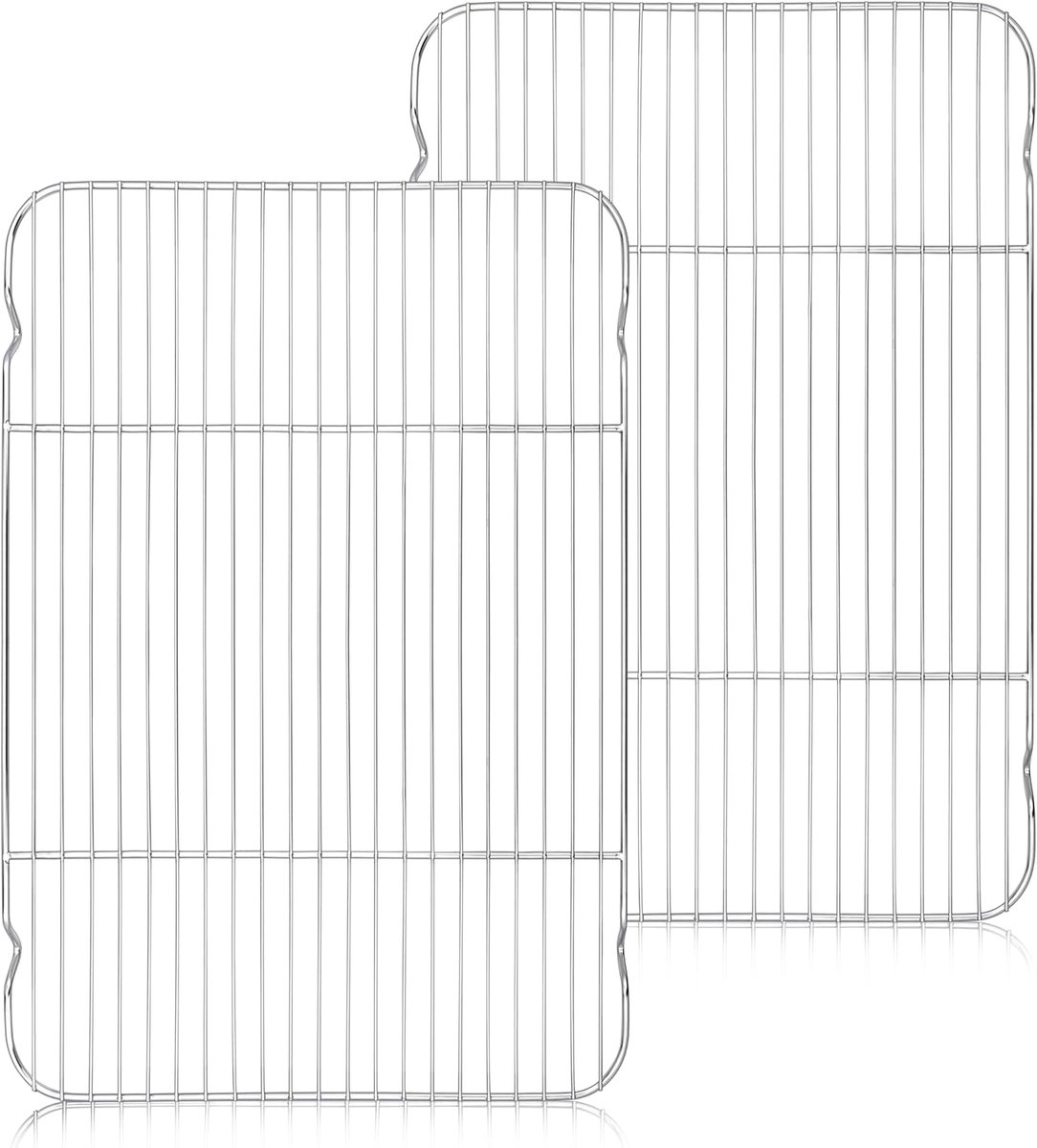 Afkoelrooster, 2 stuks, groot, roestvrij staal, bakrooster, 42 x 29,2 x 1,8 cm, voor bakken, grillen, koelen, gezond, vaatwasmachinebestendig