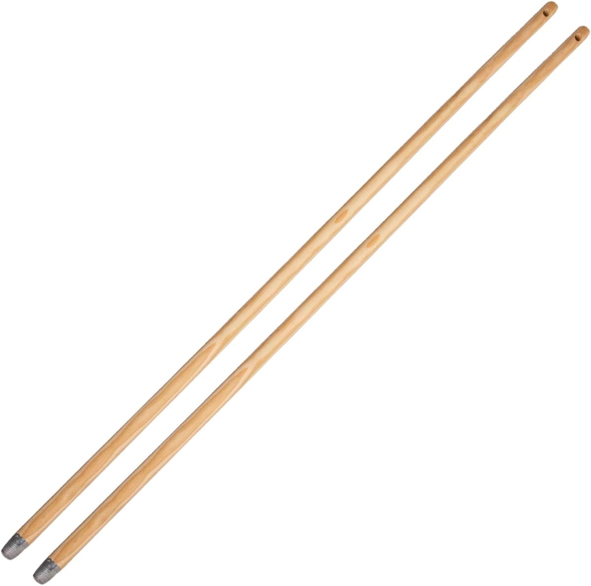 2 x gereedschap steel hout 130 cm met schroefdraad 24 mm houten steel universele steel staaf vervangende steel bezemsteel met schroefdraad reservesteel vervanging (2, bruin)