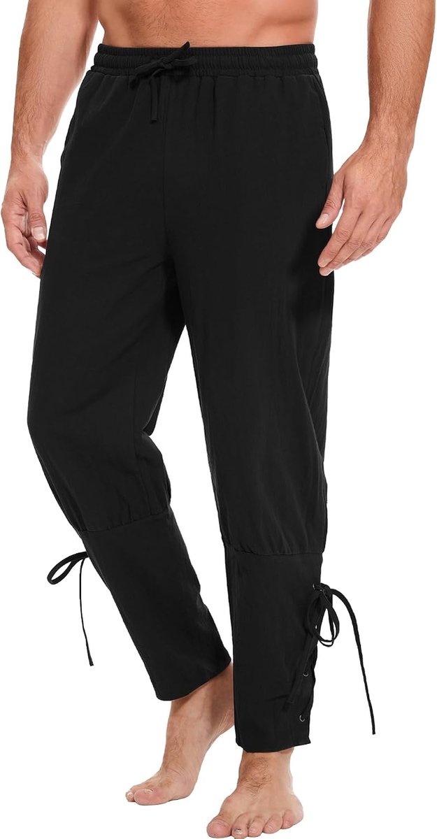 Middeleeuwse broek voor heren, linnen broek, piratenbroek, retro, Vikingkostuum