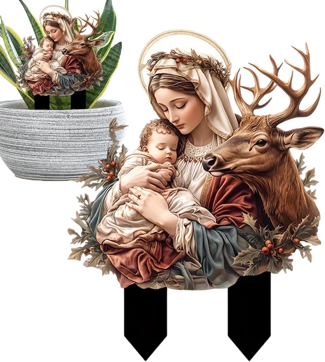 Maria-inzet voor tuin, waterdichte acryl buitensculptuur, levendige kleuren buitenbeelden verbeteren tuindecoratie voor , vrienden, collega's | levendige kleuren buitenbeelden verbeteren tuindecoratie voor , , collega's