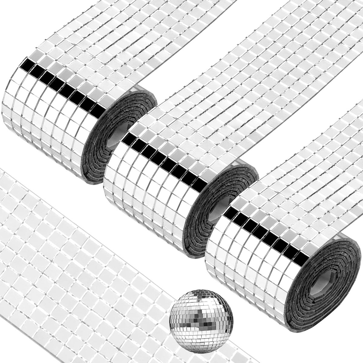 Mozaïektegels van glas, 5 x 5 mm, vierkant, zelfklevend, van zilverkleurig glas, om te knutselen, decoratie voor wandschilderijen/doe-het-zelf/schilderijen/accessoires