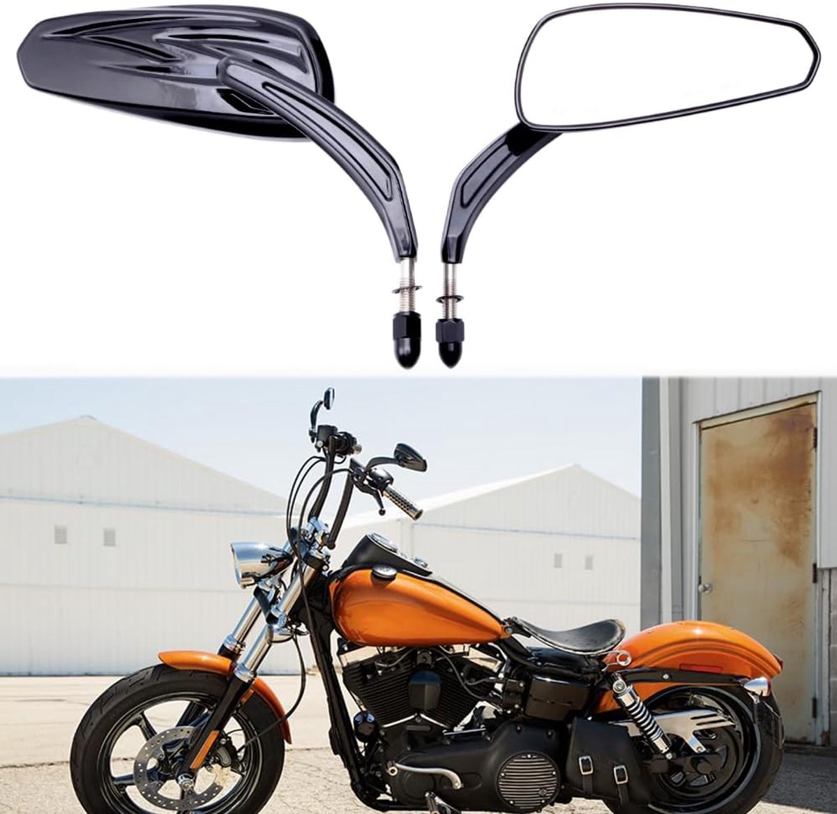 8mm spiegels voor Softail Slim, Heritage, Breakout, Roadster en Sportster 1200