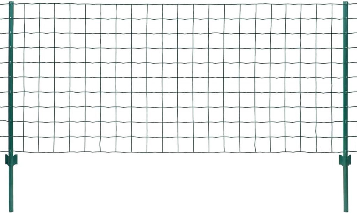 yorten Hekken metalen hek set PVC-gecoat staal 20 x 1,2 m (L x H) Groen maaswijdte 100 × 100 mm