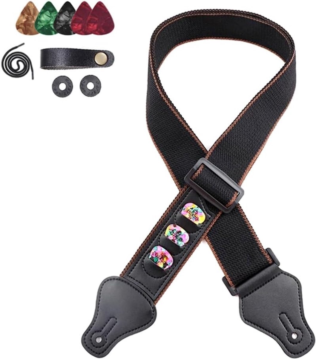 Gitaar Elektrische Gitaar Katoenen Band Met Piano Hoofdband+5 Peddels+2 Rubber Strap Gesp Zwart