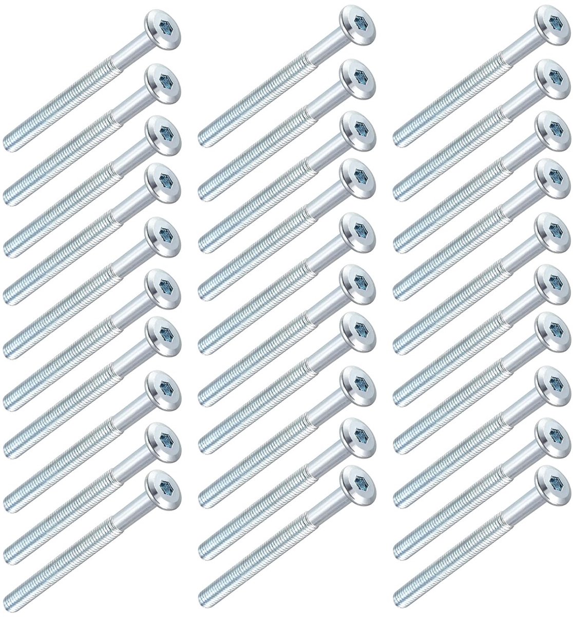M6 x 90mm Platkopschroeven Inbusschroeven 30 Stuks Meubelverbindingsschroeven Gegalvaniseerd Staal Voor Meubels Kinderbedden Bedden Kinderbedden en Stoelen