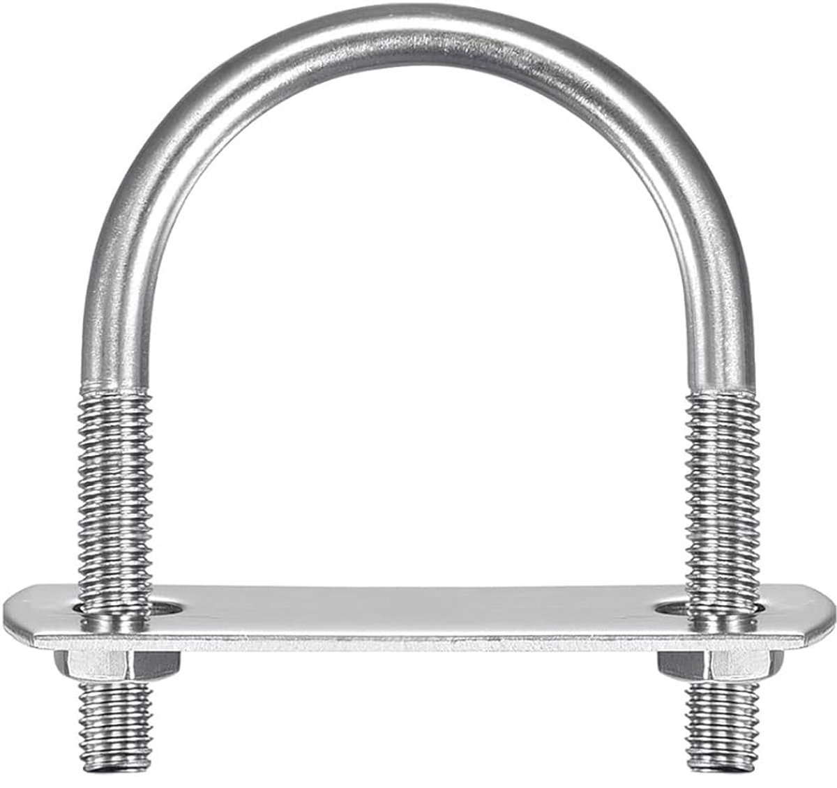 sourcing map Ronde U-bouten, 40 mm, binnenbreedte 58 mm, lengte M6 304, roestvrij staal, U-klemschroef met moer, sluitringen en plaat voor bootaanhangers