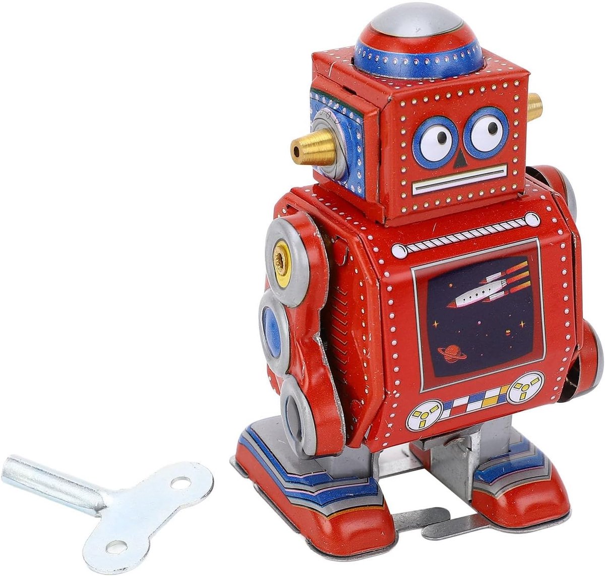 Up Vintage Robot Retro Classic Clockwork Spring Toy voor Cafe Bar Restaurant (rood)
