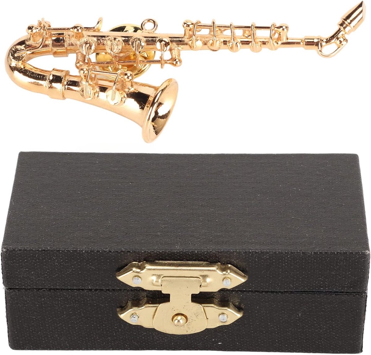 Koperen Instrumentbroche met Rood Fluweel Gevoerde Koffer, voor Muziekcollectie Decoratieve Ornamenten