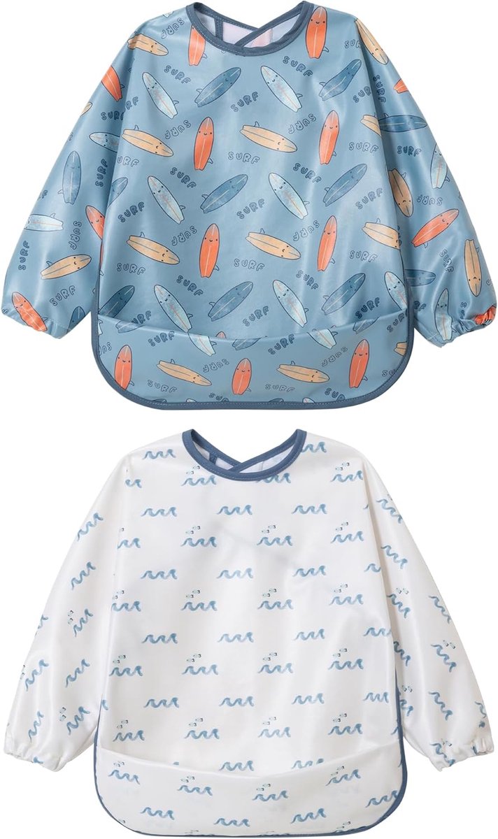 Voedingsslabbetjes met lange mouwen, waterdichte slabbetjes met mouwen, baby peuter 6-36 maanden voor smock Bib