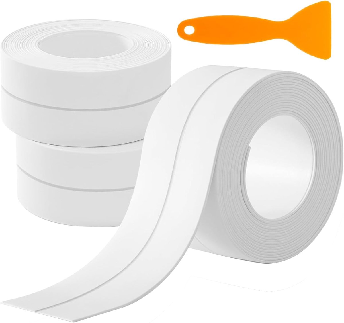 Afdichting voor badkamer, zelfklevend, verpakking met 3 rollen, schimmel- en lekvrij, voor gootstenen, toiletten, toonbanken, wastafels en keukens, 38 mm x 320 cm