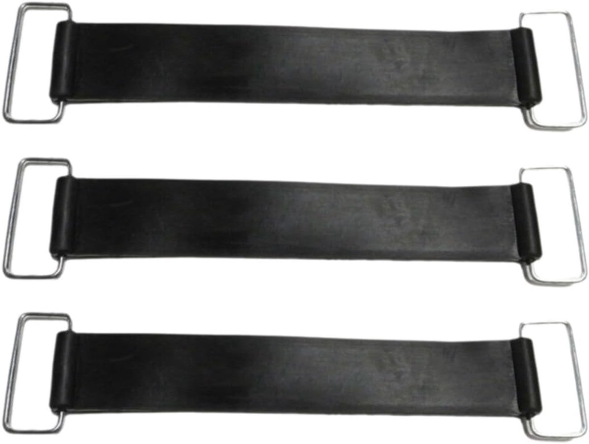 3 stuks 17,5 x 2,5 cm elastische rubberen accuband met vaste houder, elastische rubberen band voor de meeste motorfietsen (zwart)