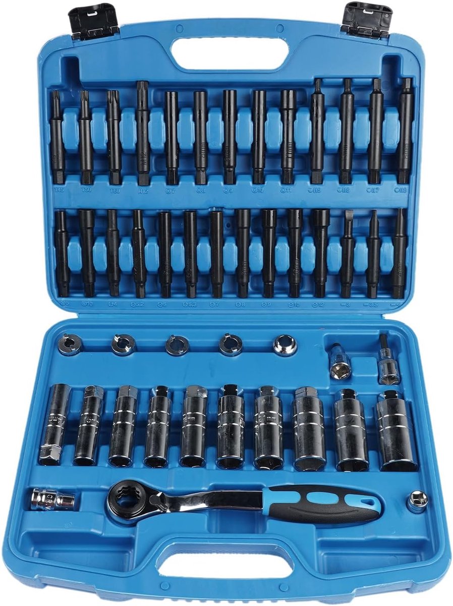 47-delige set schokdemper gereedschap set demontage ratel ratel schokdemping met 1/2 inch aandrijving voor voertuigen Hopzty
