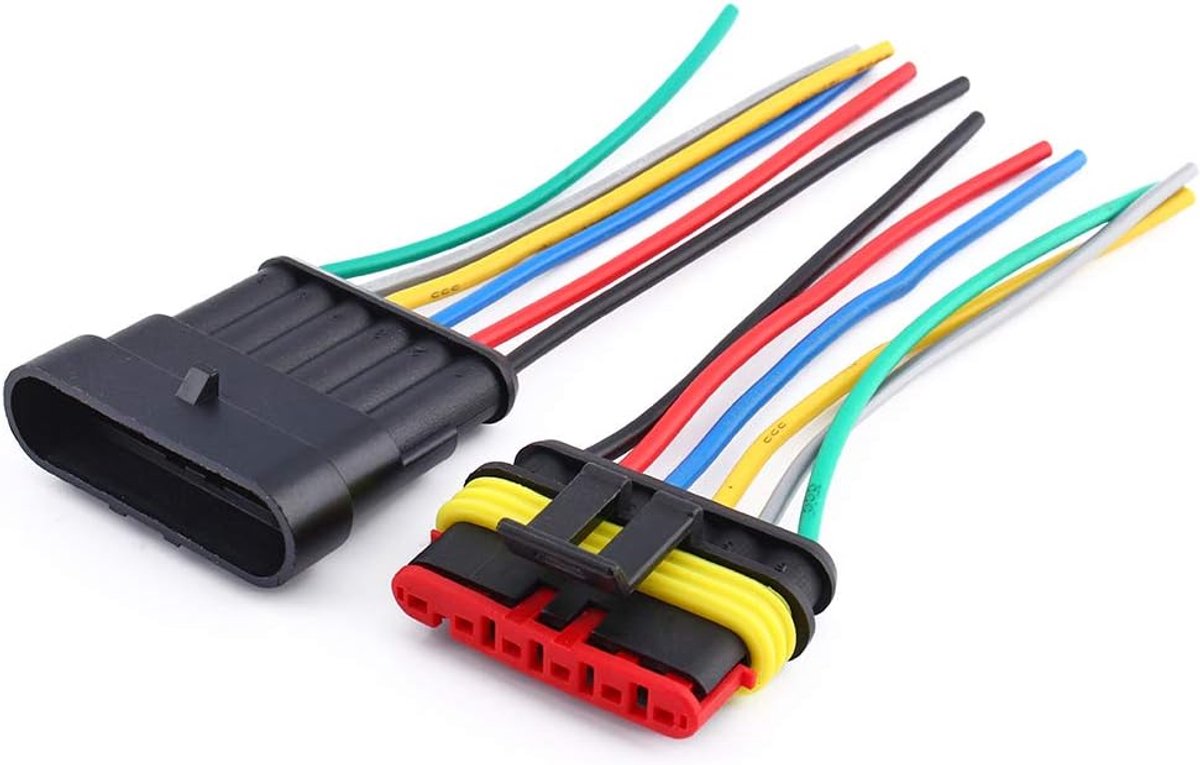 6-pins waterdichte connector, 6-pins manier auto waterdichte draadconnectorstekker Auto elektrische draadconnectoren AWG-terminal Pak van 5