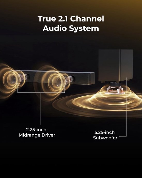 Soundbar voor TV 2.1 - Draadloze Subwoofer - 240 W - Bluetooth 6.0 - App-bediening - HDMI ARC — afbeelding 4