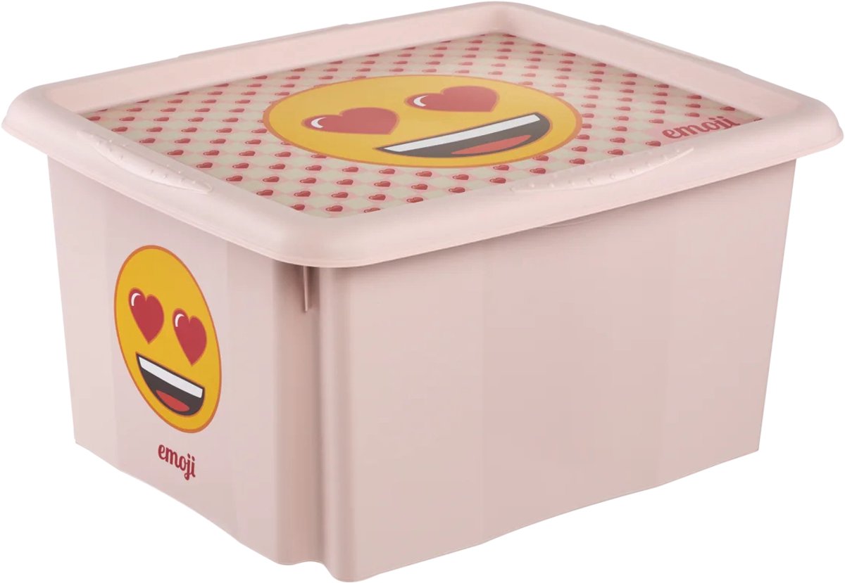 keeeper opbergbox Karolina Emoji Hearts, 30 liter, roze, 35x45x27 cm