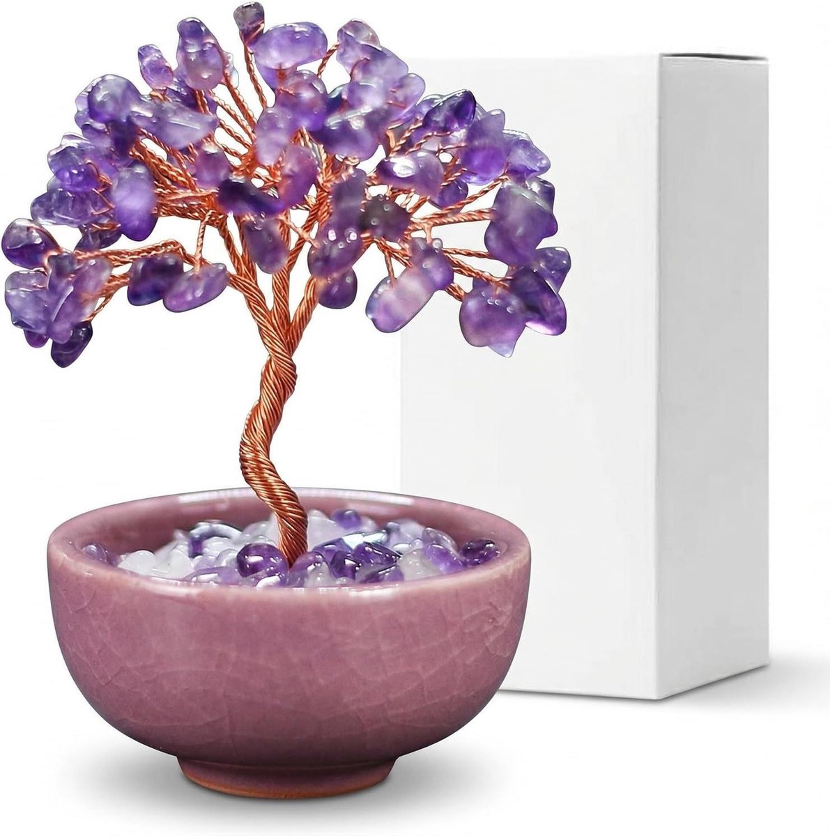 Levensboom Amethist - Kristallen Boom - Woondecoratie - 63 Kristallen Stenen - 112 x 101 cm - Paars