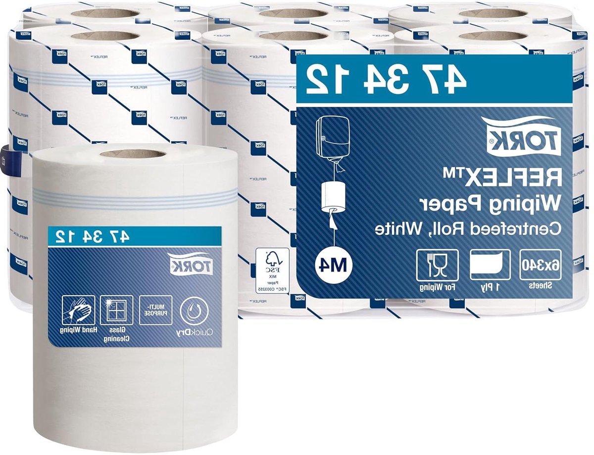 Poetspapier Wit - Keukenrol Poetsrollen - Industrieel Reinigen - Vel-voor-vel-dosering - 6 x 340 vellen - Wit