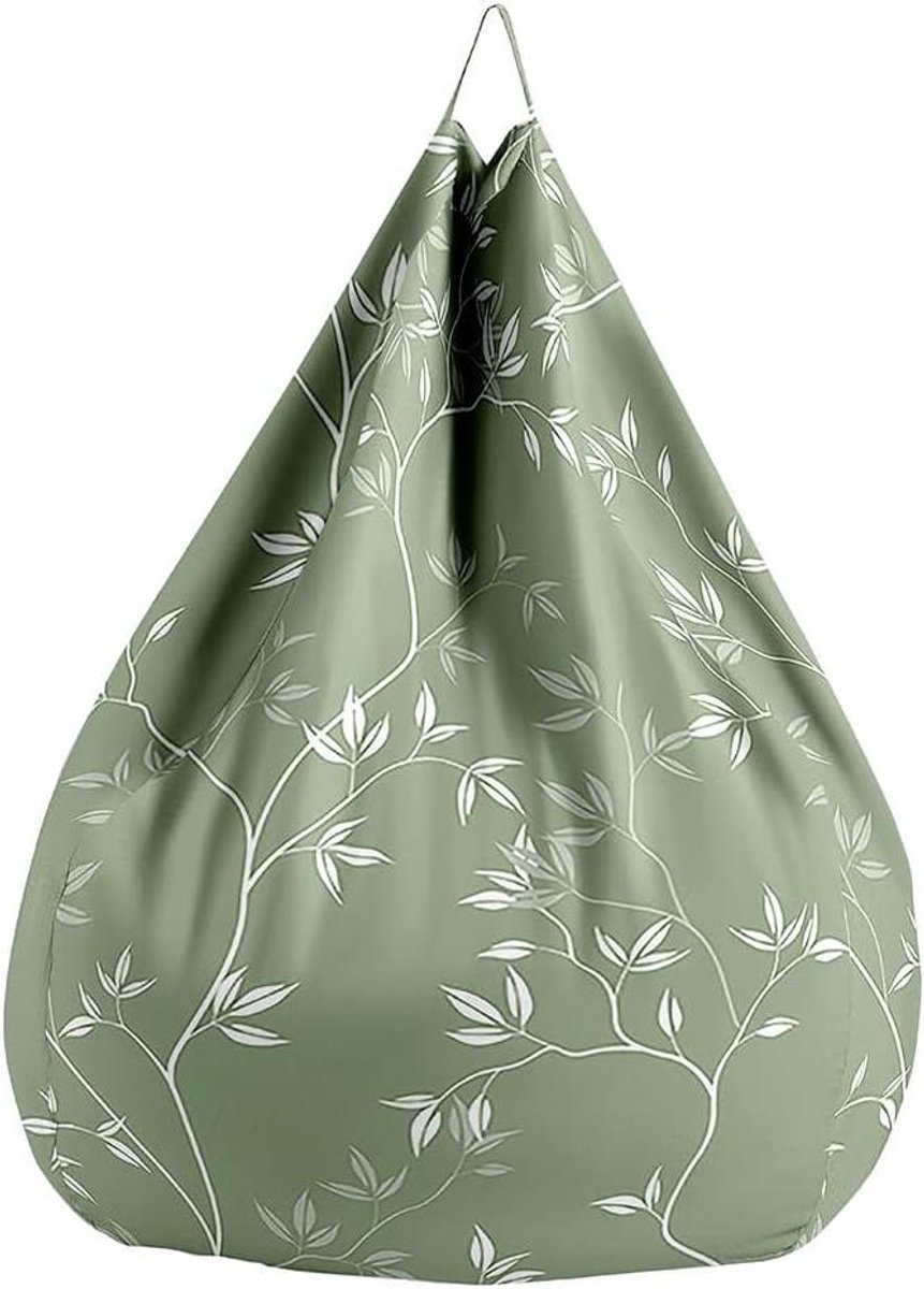 Zitzakhoes Katoen Linnen - Luie Bankhoes Opbergzak - Ontspannen Zitten - Machinewasbaar Stevige Ritssluiting - 70x80 cm - Saliegroen