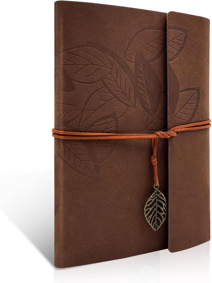 Bobypet - Notitieboek van PU-leer, vintage, navulbaar, gebonden, prachtig reisdagboek, ringband, schetsboek, vintage notitieboek A6- 18.5*12*3cm - bruin