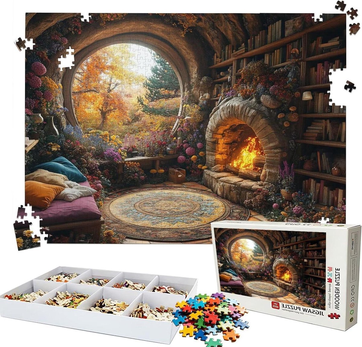 Puzzel 5000 Stukjes - Legpuzzel Volwassenen - Ontspanning Thuis - Lindehouten Puzzelstukjes - 156 x 105 cm - Bos Patroon