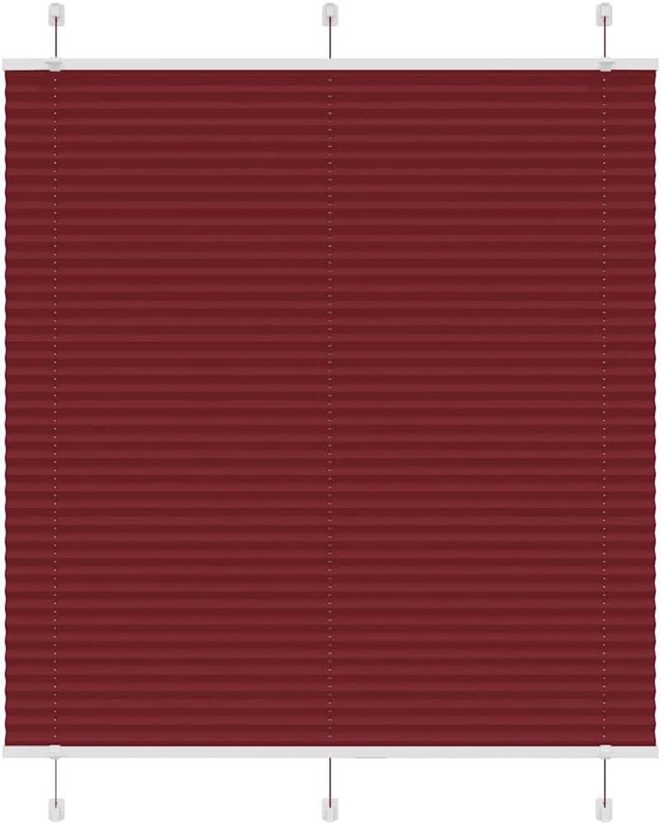 Plisségordijn - Raambekleding - Privacy aanpassen - Eenvoudig te monteren - 120 x 100 cm - Bordeauxrood
