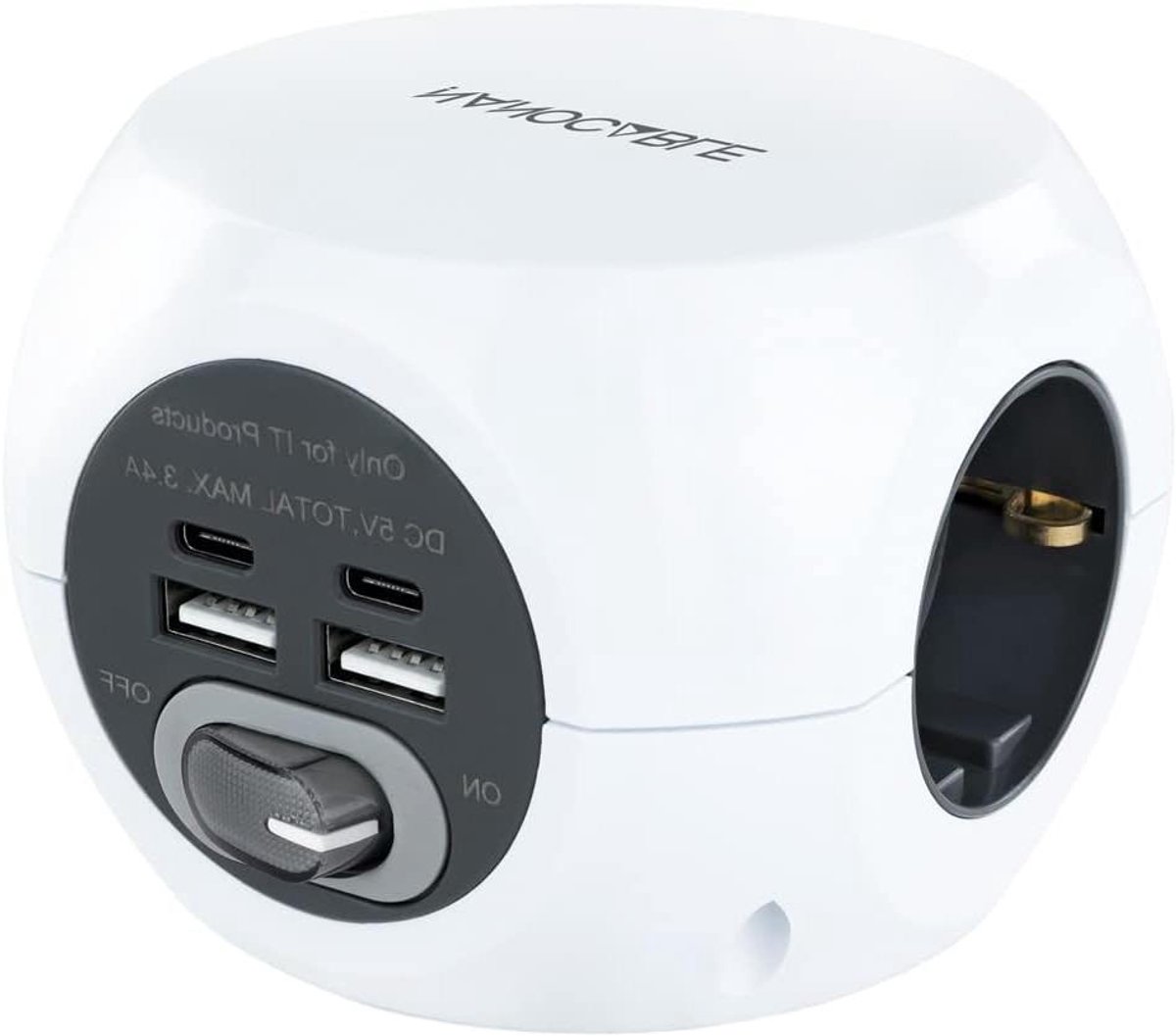 Stekkerdoos met USB - Laadstation Verdeelstekker - Apparaten Opladen - 3 Stopcontacten 4 USB-poorten - N.v.t. - Wit