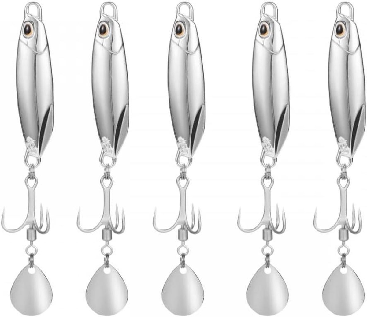 Kunstaas Set - Vis Aas - Vissen - Met Geluid Sequins - 5 stuks 20g - Zilver