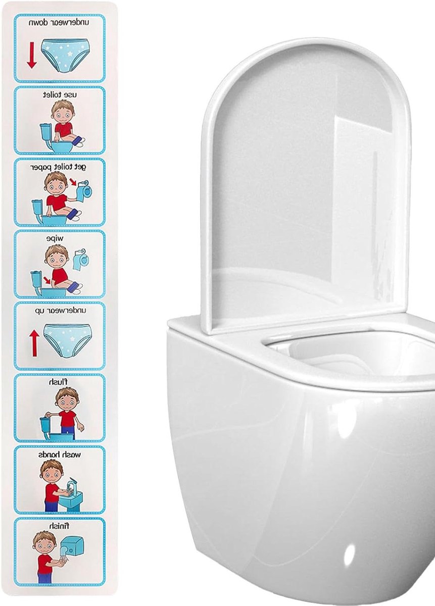 Potty Training Schema - Toilet Routine Chart - Kinderen Leren - Zelfklevend Ontwerp - 10x51cm - Blauw