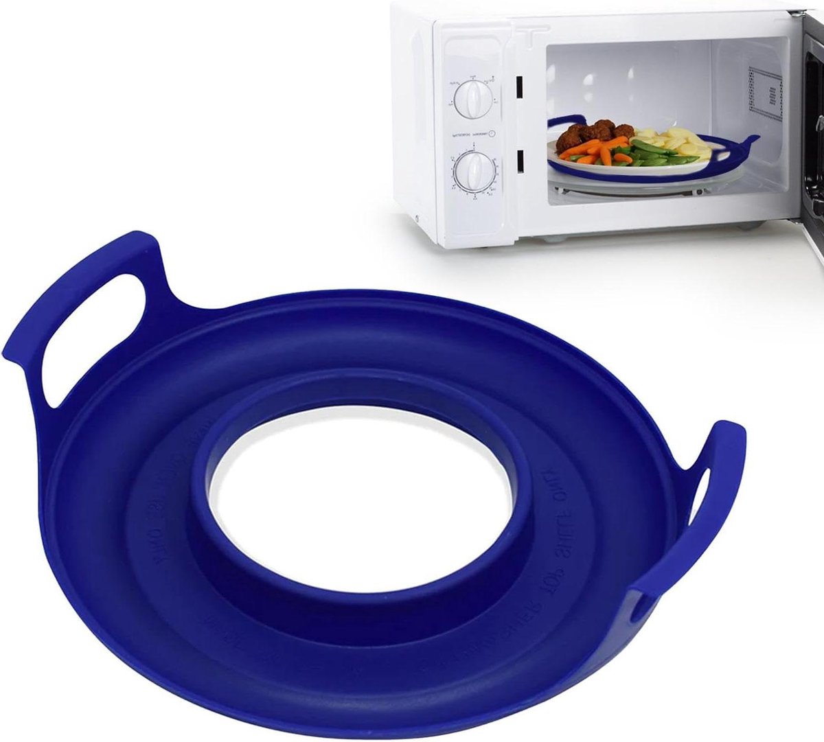 Magnetron Schaalhouder - Magnetron Schaal - Hete Schalen Pakken - Met Handvat - 30 cm - Blauw