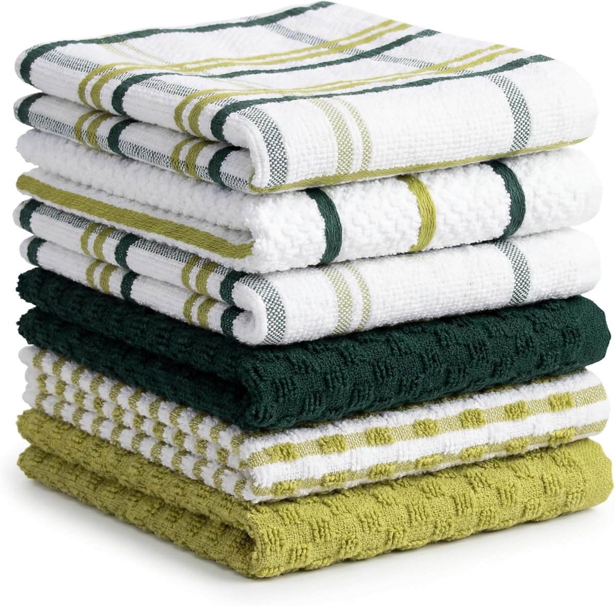 SnelShoppen - Set van 6 Premium Katoenen Theedoeken - Zeer Absorberende Microvezel en Badstof Handdoeken in Flesgroen - Ideaal voor Keuken, Schoonmaak