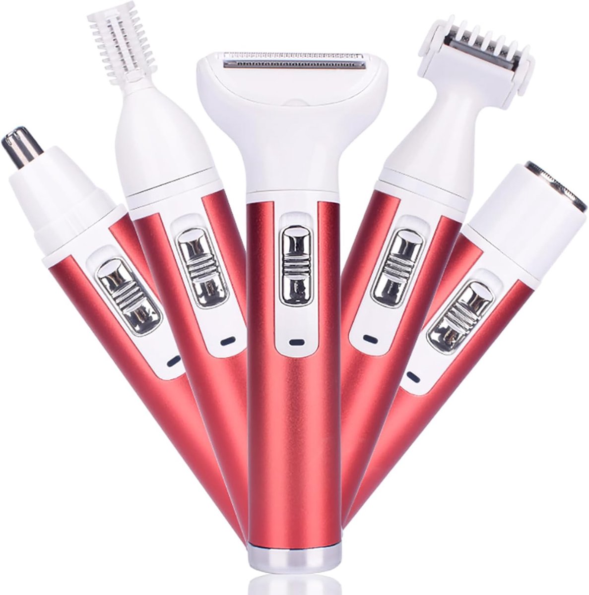 SnelShoppen - 5 in 1 Elektrisch Draagbaar Ontharingsapparaat - Pijnloze Scheerapparaat voor Gezicht, Bikini, Neus, Wenkbrauwen, Benen - Oplaadbaar USB