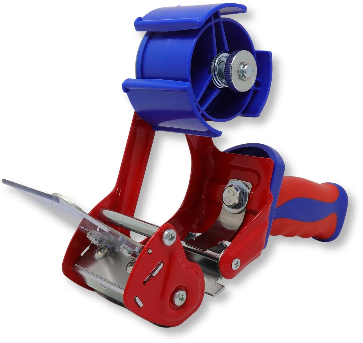SnelShoppen - Verpakkingstape industriële afroller rood-blauw, kwalitatieve pakketbandroller voor rollen tot 66 m x 50 mm, ideaal voor verhuizen en op