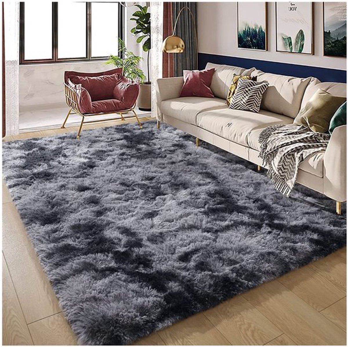 Vloerkleed Hoogpolig - Wasbaar - Antislip Onderkant - 80 x 160 cm - Hypoallergeen - Modern