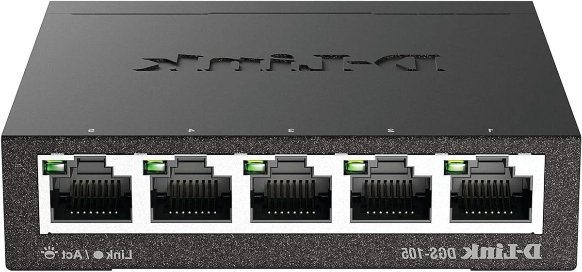Gigabit Switch - Netwerk Switch - Thuisnetwerk Uitbreiden - Ventilatorloze Constructie - 5 Poorten - Zwart