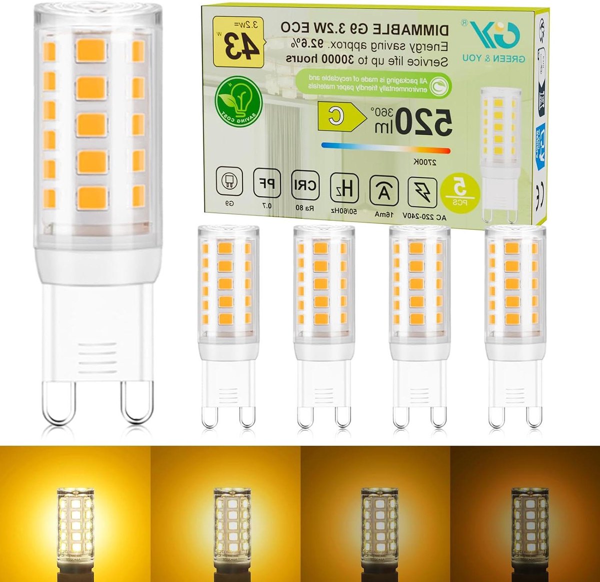 LED Lamp G9 - G9 Spot - Sfeerverlichting - Flikkervrij Licht - 5 stuks - Warm Wit