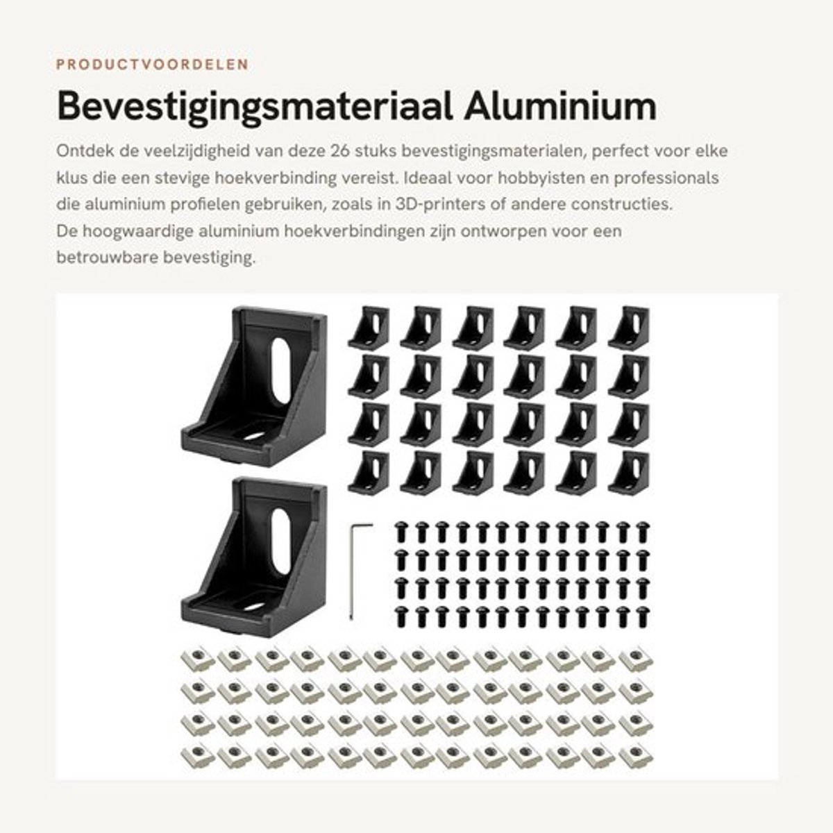 Hoekverbinding 26 Stuks - Aluminium Profiel 30x30 - Hoekverbinders - Wandhouder - 90 Graden Hoek - Inclusief Schroeven en Moeren - Hoekverbinder