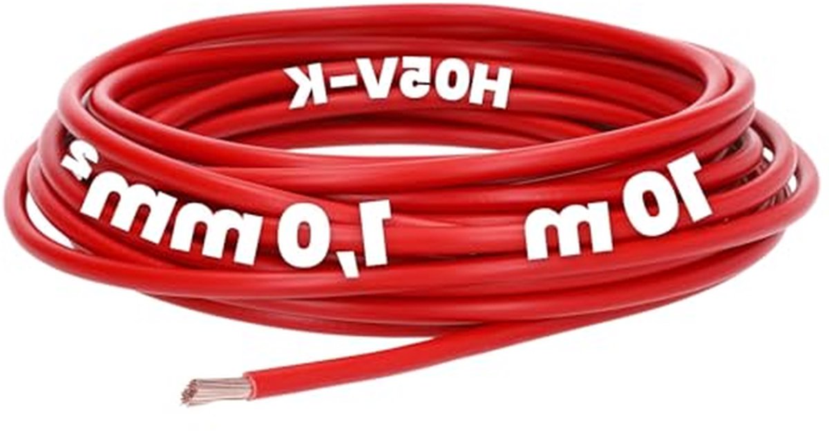 Bedradingsleiding - Elektrische kabel - Installatie in buizen - Fijndradige koperen kern - 10 meter - Rood
