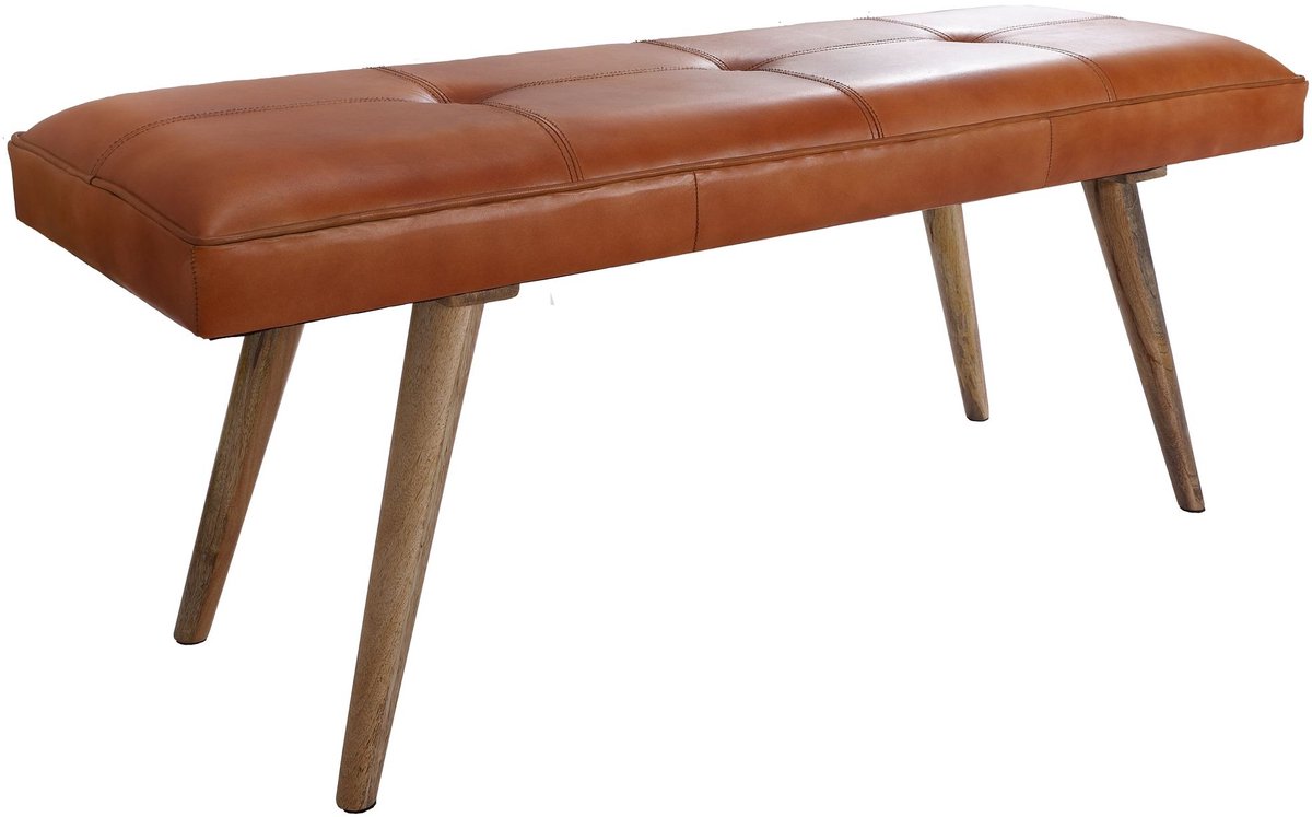 Bank SALIM geitenleer bruin 117 cm