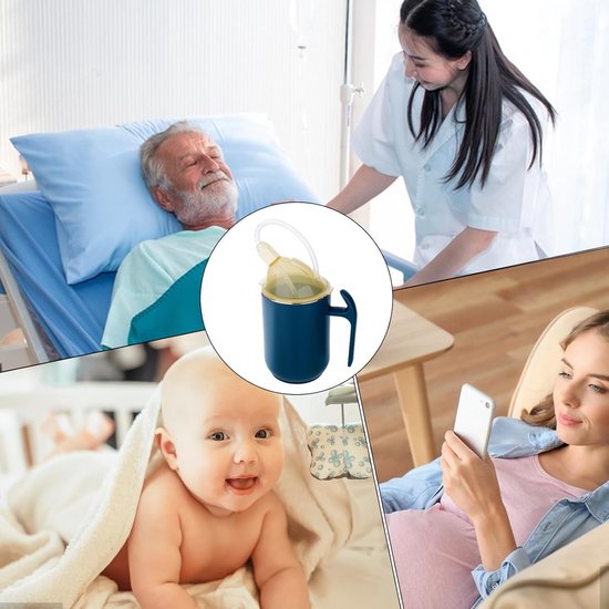 Rietjesbeker - Anti-Lek Drinkbeker - 400ml - waterbeker - drinkbeker ouderen - Overgangsbeker - Anti-lek Beker voor Baby's - Waterbekers voor senioren met tuit - Vaatwasser bestendig - met 2 deksel en rietje van Merkloos — afbeelding 4