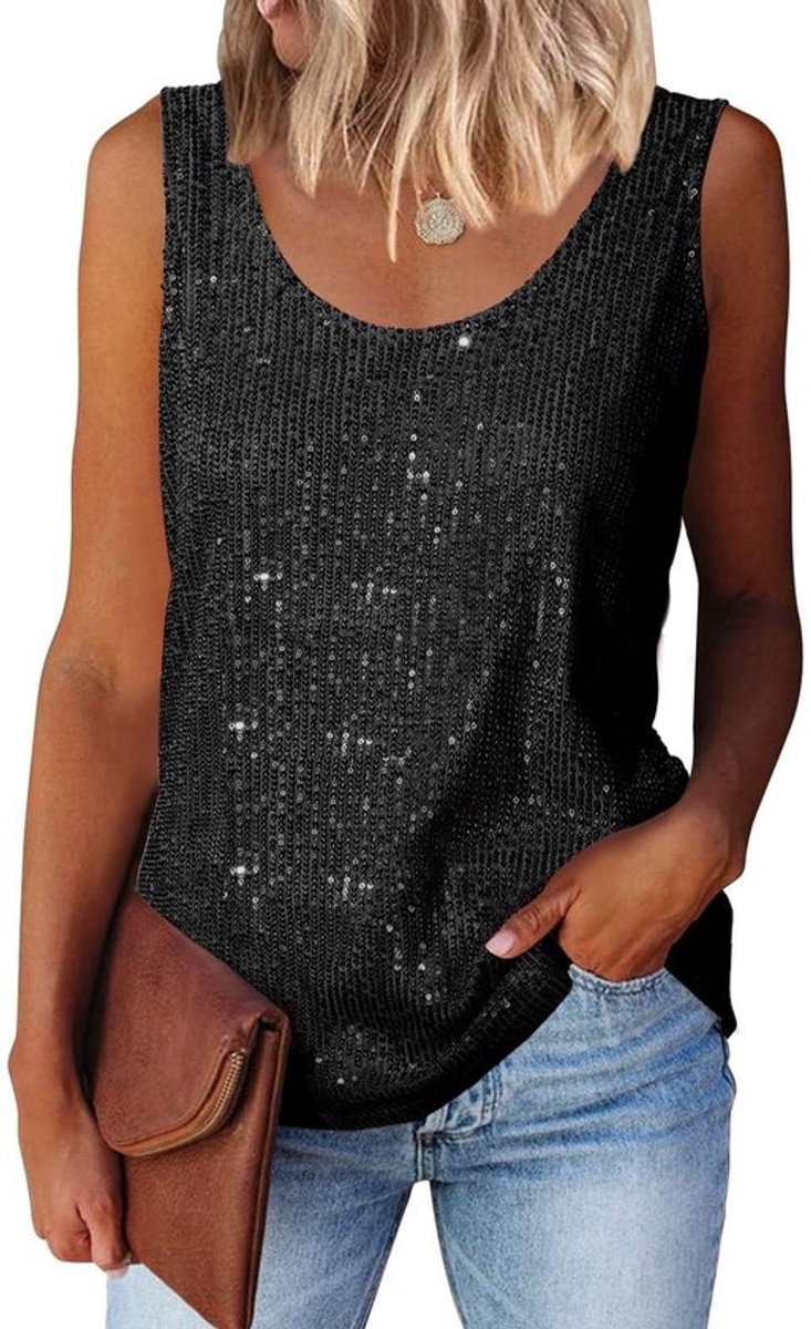 Top Pailletten - Mouwloos - Sprankelend - Zachte Voering - Comfortabel - Volledige Dekking - Tanktop