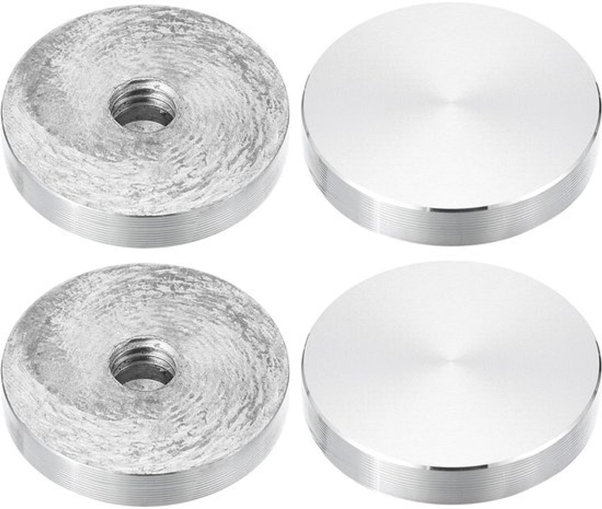 Aluminium schijf set: 40 mm diameter, M10 schroefdraad, 4 stuks