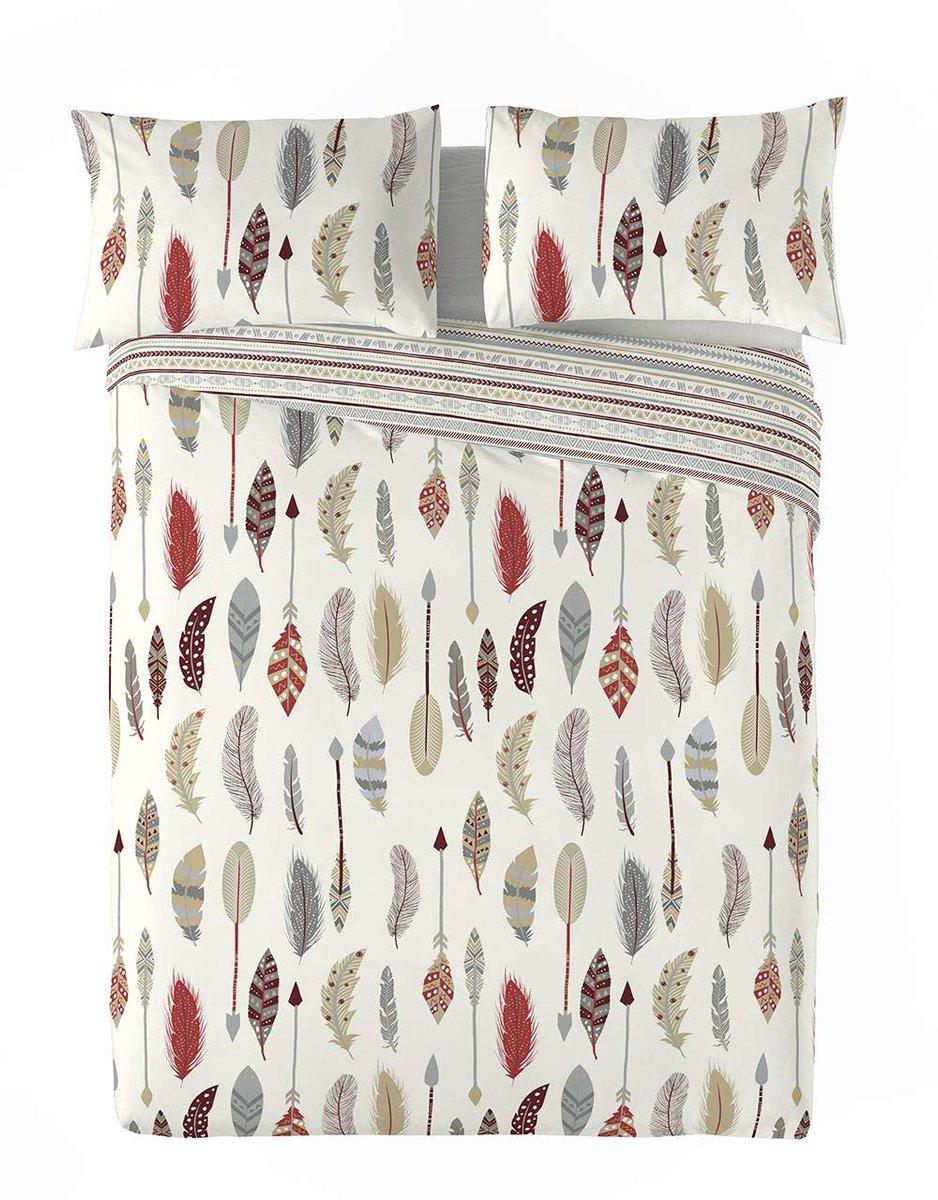 SnelShoppen - Omkeerbaar Dekbedovertrek 240 x 220 cm voor 150 cm Bed, 100% Katoen, Inclusief 2 Kussenslopen, Knoopsluiting, Perfect voor Slaapkamer