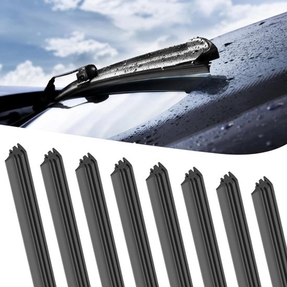 Universeel 800 mm siliconen ruitenwisserrubber - Vervangingsrubber zonder been - 8 stuks