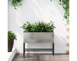 Verhoogde Tuinbak - Bloembak Plantenbak - Bloemen Kweken - Verzinkt Staal - 60 x 26 x 45 cm - Zilver