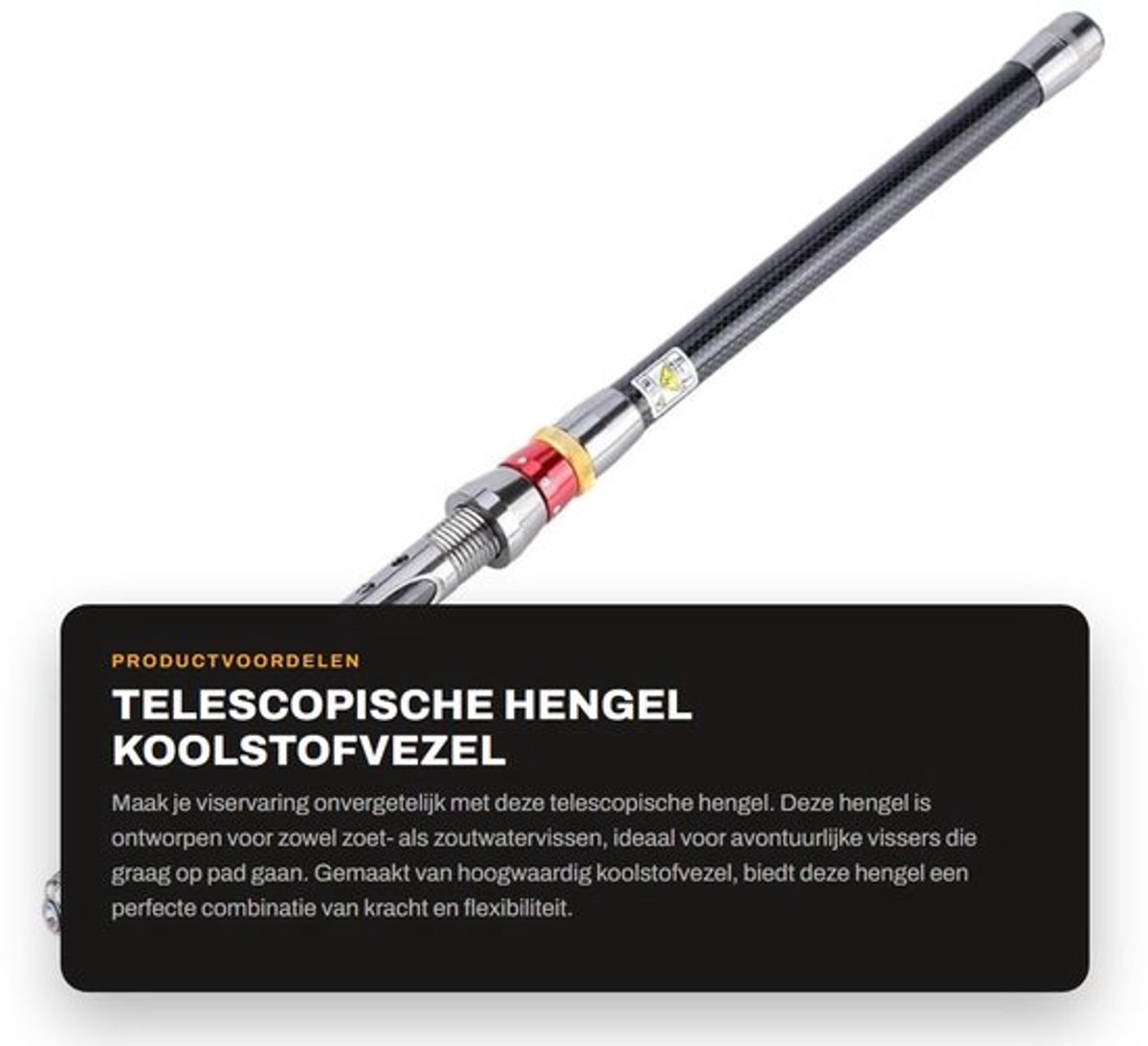 Telescopische Hengel - Koolstofvezel - Duurzaam - Vissen in Zoet/Zout Water - Reis Hengel - Ideaal voor Verzamelaars - Vishengel