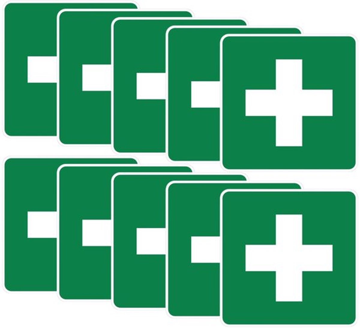 - Eerste Hulp Kit Stickers - Zelfklevende Vinyl Stickers - 10 Stuks - Waterdicht en Wasbaar - 7x7 cm - Voor Binnen en Buiten