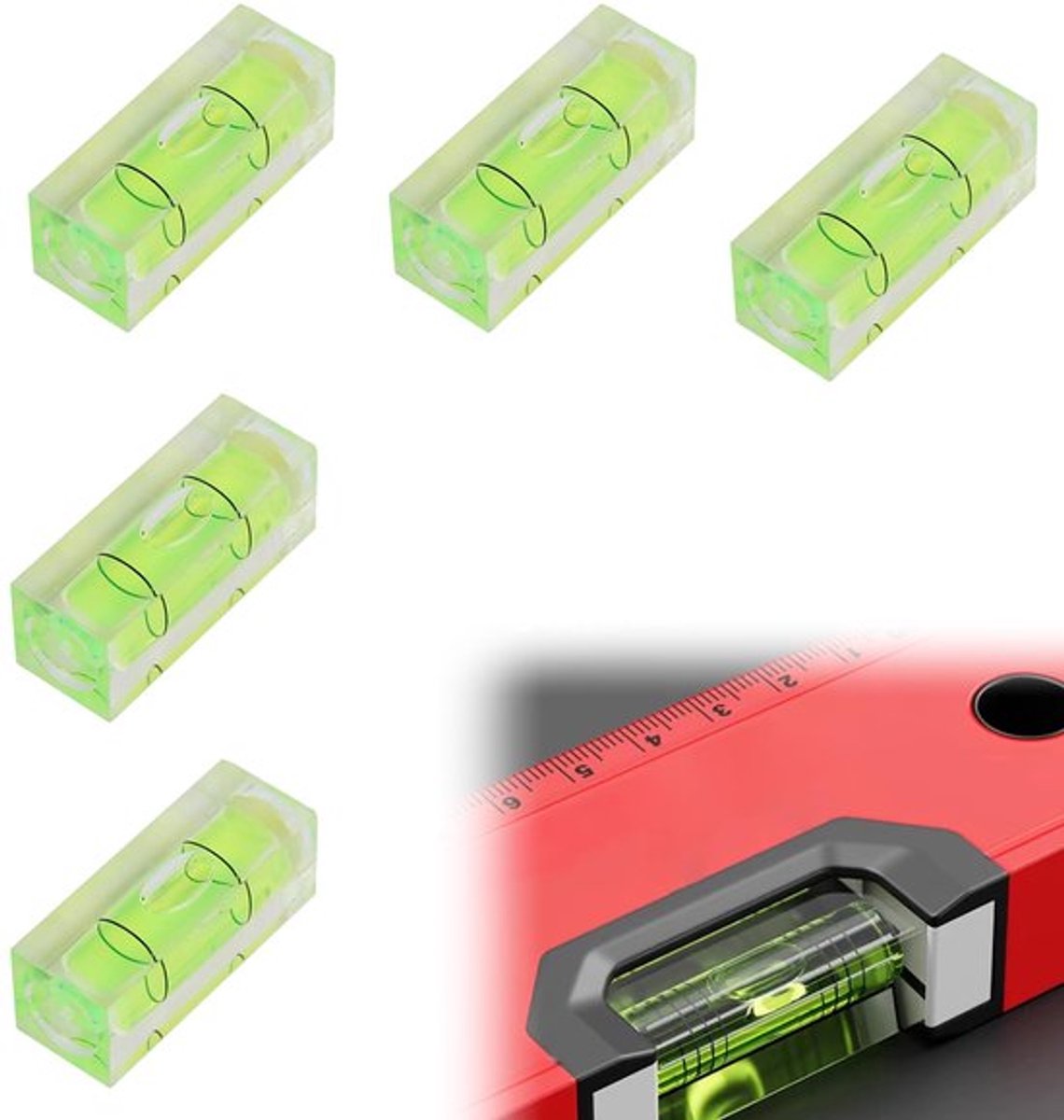 Mini-waterpas - 5-delige Dragonfly-set - Klein en handzaam - Groen - Perfect voor doe-het-zelf en meubels - Voor caravan en camera