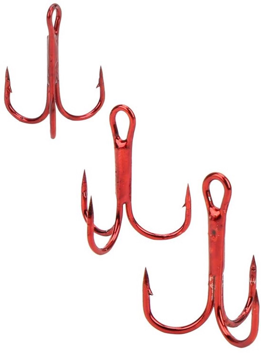 - Vishaak - Triple Prikkeldraad - Sterke corrosiebestendigheid - Rood - Koolstofstaal - Hoogwaardige vishaak accessoires - Geschikt voor he..
